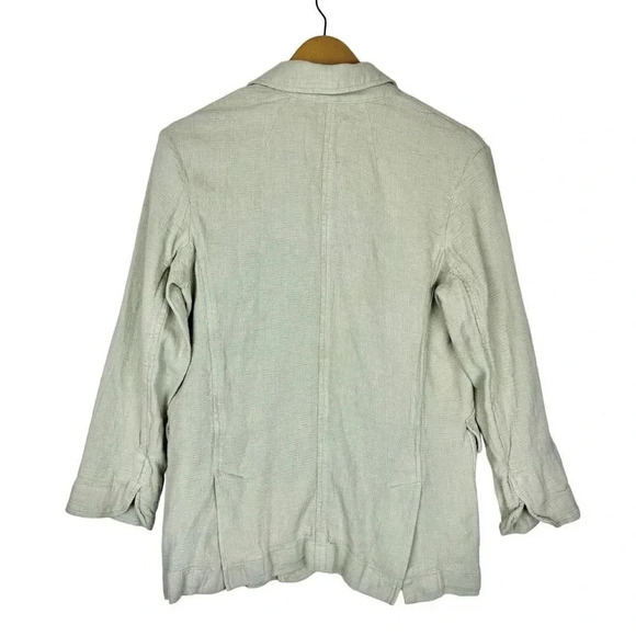 Madewell Oversized Blazer Jacket Small Green Linen Blend Single Breasted Pockets - Picture 3 of 6